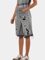 Upcycled Japanese Denim Embroidered Jorts | Floral Machine Embroidery | Statement Piece - Image 5