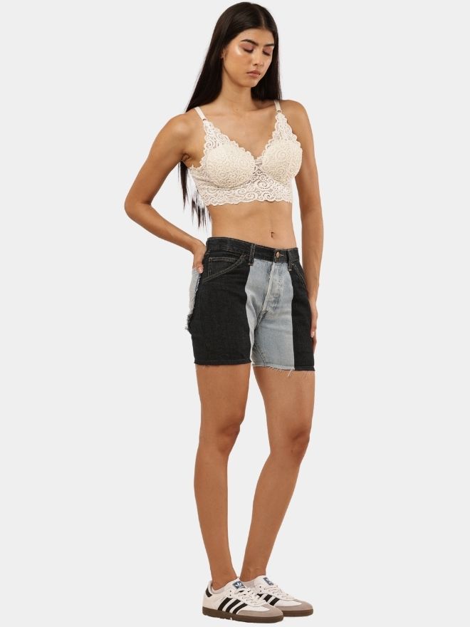 40 Reworked Two-Tone Denim Shorts | Vintage Levi’s + Lee Upcycled Design - Image 1