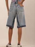 Upcycled Japanese Denim Embroidered Jorts | Floral Machine Embroidery | Statement Piece - Image 3