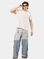 Vintage Reworked Denim Pants with Leopard Panel Detail | Upcycled Statement Wear - Image 6