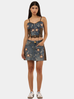 1 of 1 Upcycled Star Patch Denim Corset Top - Image 3