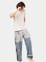 Vintage Reworked Denim Pants with Leopard Panel Detail | Upcycled Statement Wear - Image 4