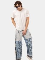 Vintage Reworked Denim Pants with Leopard Panel Detail | Upcycled Statement Wear - Image 2