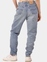 Reworked Levi’s Denim with Sashiko Embroidery – Upcycled Artisan Jeans - Image 3