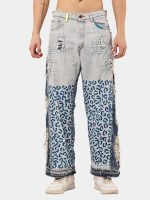 Vintage Reworked Denim Pants with Leopard Panel Detail | Upcycled Statement Wear - Image 15