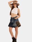 Real Tree Pleated Denim Skirt