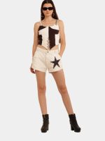 The Vintage Star Set – Reworked White Star Shorts & Color-Block Knit Chain Top - Image 4