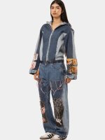 1 of 1 AW Reworked Narrative Denim Set – Unisex Upcycled Art Jacket & Wide Denim - Image 6