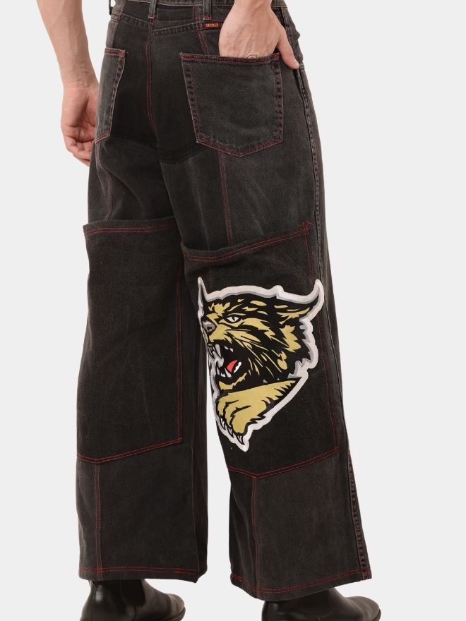 50 1 of 1 Y2K RAV Skater Patchwork Denim Pants - Image 1