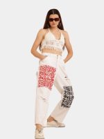 White Typo Carpenter Pant – Vintage-Inspired Screen Print Denim - Image 6