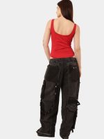 Charcoal Belt Jeans – Upcycled Utility Baggy Denim - Image 3