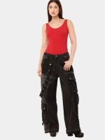 Charcoal Belt Jeans – Upcycled Utility Baggy Denim - Image 2