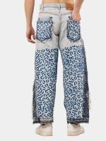 Vintage Reworked Denim Pants with Leopard Panel Detail | Upcycled Statement Wear - Image 8