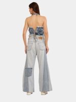 Distress Tonal Denim Set – Upcycled Top & Reworked Levi’s Panel Jeans - Image 2