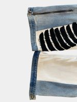 Reworked Two-Tone Denim Pants – Skull Embroidered Patchwork (One-of-One) - Image 25
