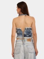 Distress Tonal Denim Set – Upcycled Top & Reworked Levi’s Panel Jeans - Image 13