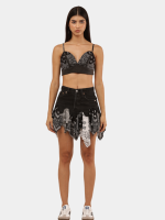 Upcycled Deconstructed Fringe Mini Skirt – Reworked from Vintage Pants - Image 2