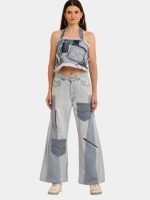Distress Tonal Denim Set – Upcycled Top & Reworked Levi’s Panel Jeans - Image 12