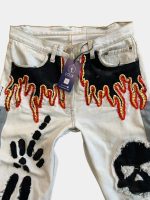 Reworked Two-Tone Denim Pants – Skull Embroidered Patchwork (One-of-One) - Image 22