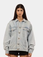 Reworked Denim Jacket with Medusa Embroidery Back Print - Image 11