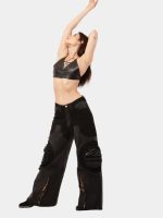 Reworked Vintage Denim Jeans with Circular Pockets & Cybersigilism Print - Image 6