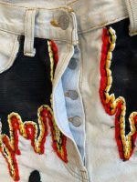 Reworked Two-Tone Denim Pants – Skull Embroidered Patchwork (One-of-One) - Image 21