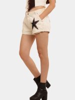 The Vintage Star Set – Reworked White Star Shorts & Color-Block Knit Chain Top - Image 3