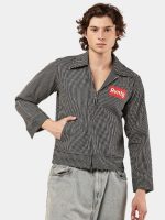 Striped Denim Workwear Jacket Shirt