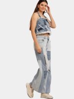 Distress Tonal Denim Set – Upcycled Top & Reworked Levi’s Panel Jeans - Image 8