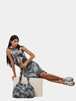 Upcycled Vintage Denim Co-Ord Set – Patchwork Vest & Skirt - Image 2