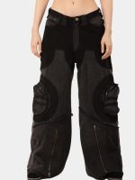 Reworked Vintage Denim Jeans with Circular Pockets & Cybersigilism Print - Image 3