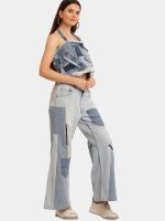 Distress Tonal Denim Set – Upcycled Top & Reworked Levi’s Panel Jeans - Image 7