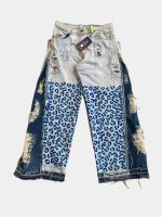 Vintage Reworked Denim Pants with Leopard Panel Detail | Upcycled Statement Wear - Image 25