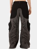 Reworked Vintage Denim Jeans with Circular Pockets & Cybersigilism Print - Image 2