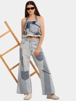 Distress Tonal Denim Set – Upcycled Top & Reworked Levi’s Panel Jeans - Image 6