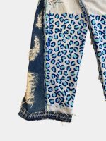 Vintage Reworked Denim Pants with Leopard Panel Detail | Upcycled Statement Wear - Image 23