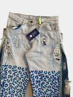 Vintage Reworked Denim Pants with Leopard Panel Detail | Upcycled Statement Wear - Image 22