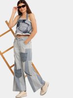 Distress Tonal Denim Set – Upcycled Top & Reworked Levi’s Panel Jeans - Image 3