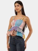 Upcycled Shirt Patchwork Peplum Top - Image 2