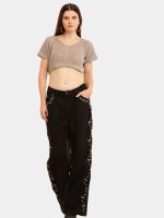 Side Floral Jean – Reworked Baggy Lee Denim with Hand Embroidery - Image 9