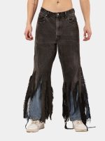 Reworked Levi’s Distressed Strip Hem Jeans – Layered Blue Denim Detail (Size 28–36) - Image 10