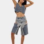 Upcycled Carhartt Blanket-Lined Painted Denim Jorts | Custom Workwear Shorts