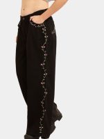 Side Floral Jean – Reworked Baggy Lee Denim with Hand Embroidery - Image 7