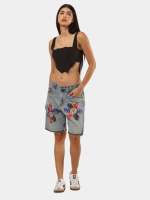 Reworked Wrangler Denim Jorts – Bandana Floral Patchwork