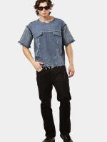 REWORKED DENIM PANEL T-SHIRT - Image 9