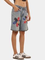 Reworked Wrangler Denim Jorts – Bandana Floral Patchwork - Image 5