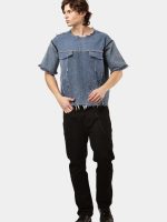 REWORKED DENIM PANEL T-SHIRT - Image 7