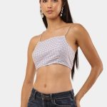 Upcycled Vintage Shirt Check Crop Top