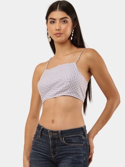 Upcycled Vintage Shirt Check Crop Top