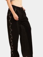 Side Floral Jean – Reworked Baggy Lee Denim with Hand Embroidery - Image 4